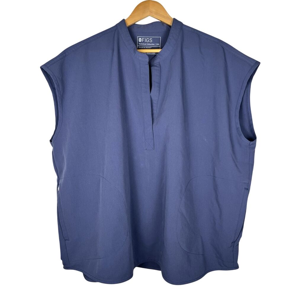 FIGS Rafaela Oversized Scrub Top Blue Technical Collection Women’s XXL